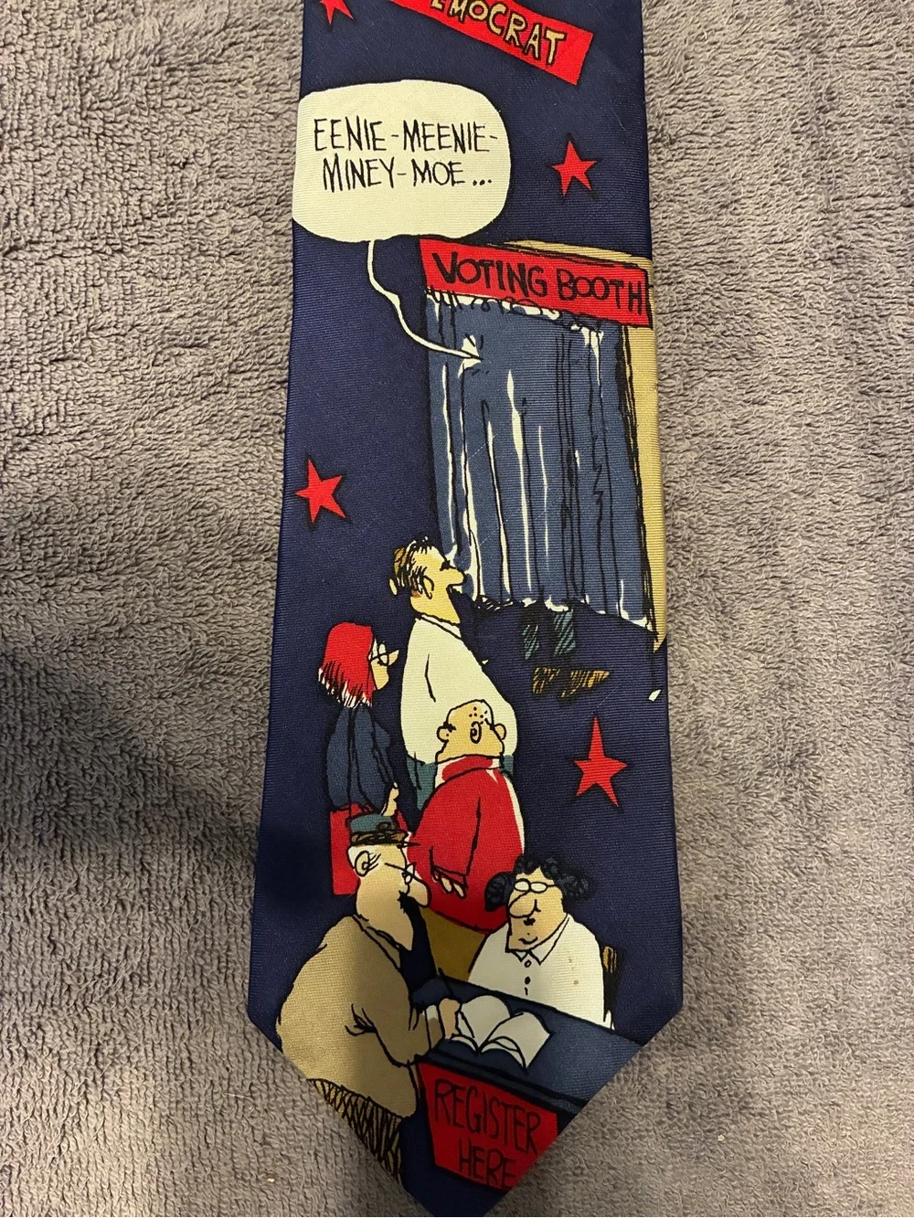 Vintage TeeHee Political Humor Necktie 100% Silk 90s Satire Novelty Navy & Red